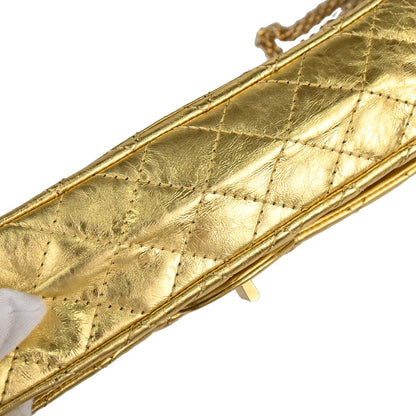 Chanel 2006-2008 Gold Calfskin 2.55 Small Classic Double Flap Shoulder Bag