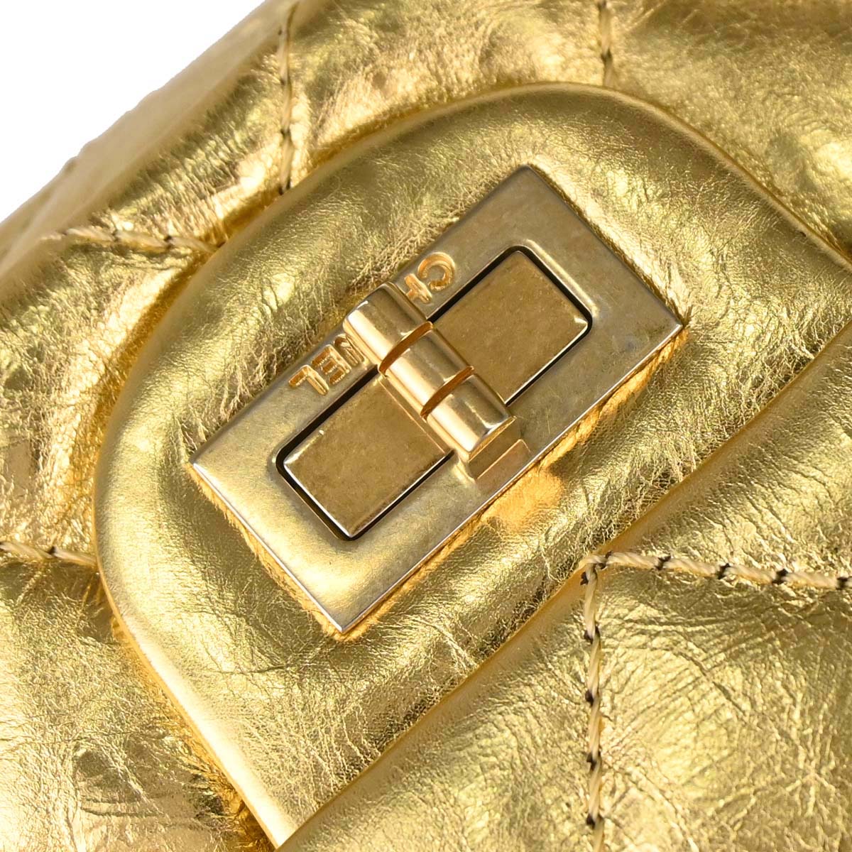Chanel 2006-2008 Gold Calfskin 2.55 Small Classic Double Flap Shoulder Bag