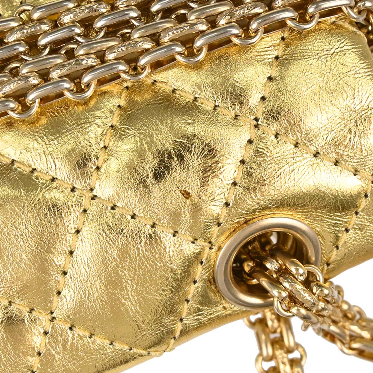 Chanel 2006-2008 Gold Calfskin 2.55 Small Classic Double Flap Shoulder Bag