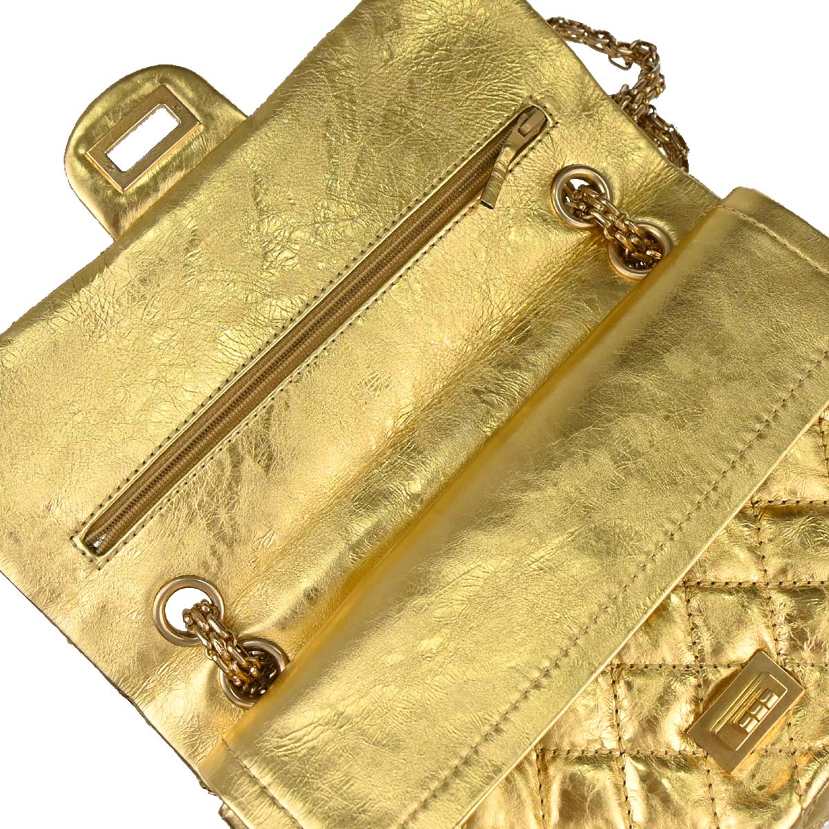Chanel 2006-2008 Gold Calfskin 2.55 Small Classic Double Flap Shoulder Bag