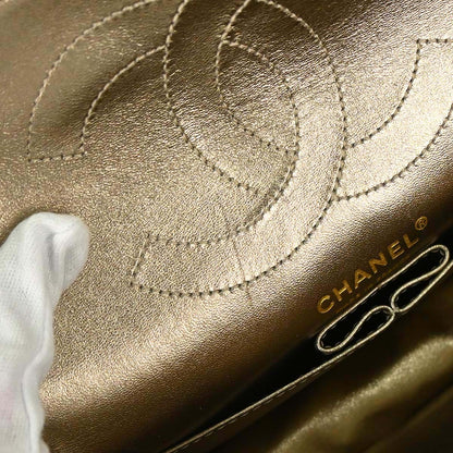Chanel 2006-2008 Gold Calfskin 2.55 Small Classic Double Flap Shoulder Bag