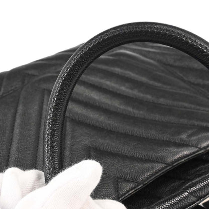 Chanel 2018-2019 Black Caviar Skin Chevron Shopping Tote 2way Shoulder Handbag