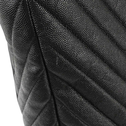 Chanel 2018-2019 Black Caviar Skin Chevron Shopping Tote 2way Shoulder Handbag
