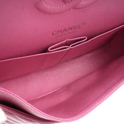 Chanel 2019 Pink Caviar Skin Chevron Medium Double Flap Shoulder Bag