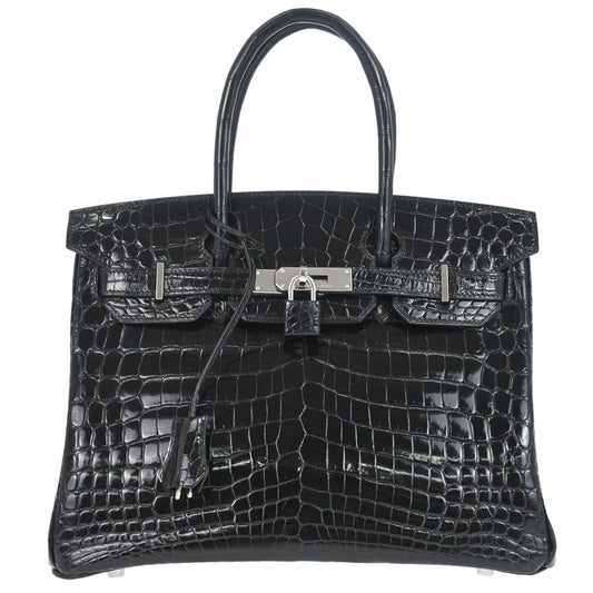Hermes * 2009 Black Niloticus Birkin 30 Handbag