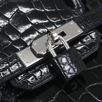 Hermes * 2009 Black Niloticus Birkin 30 Handbag