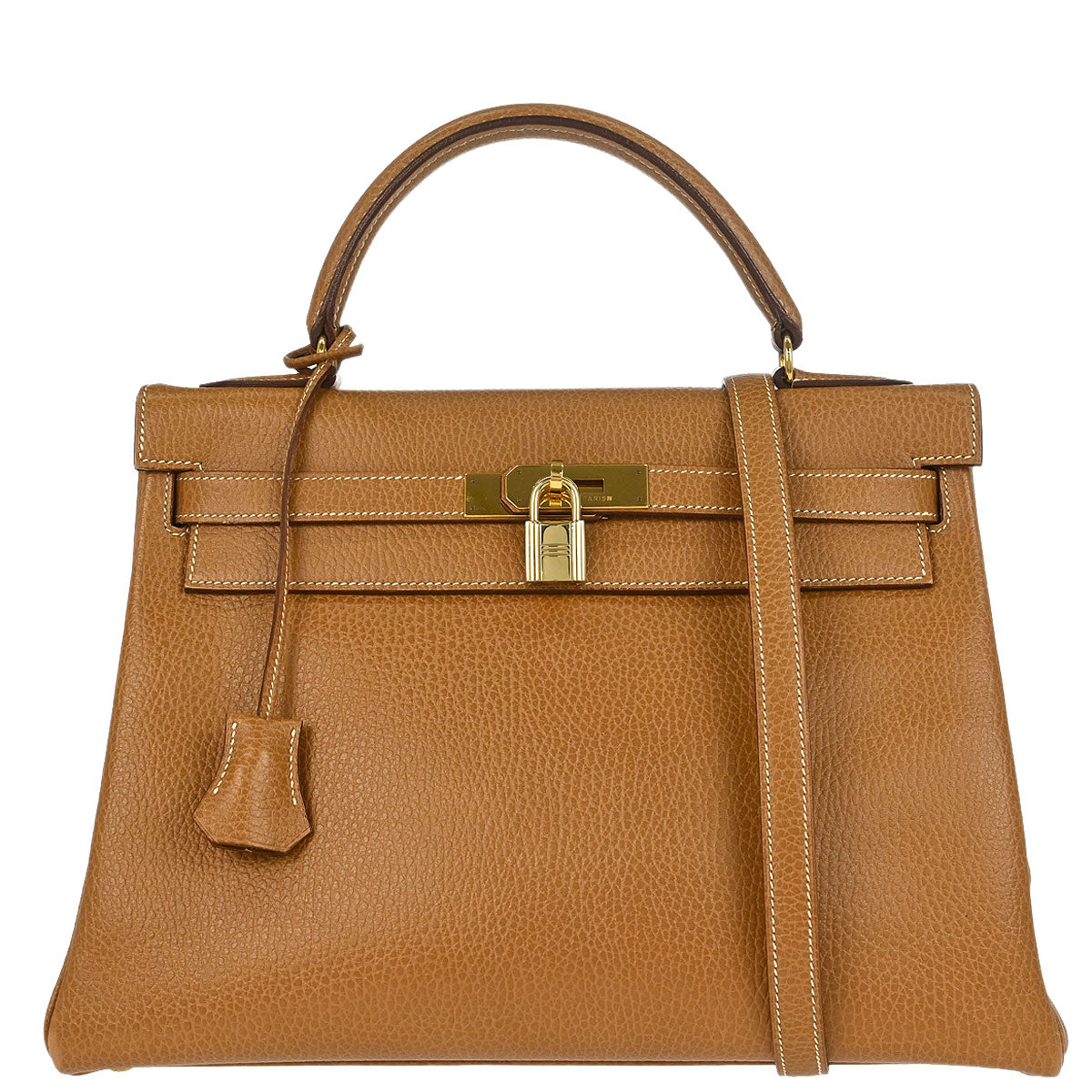 Hermes 1994 Natural Ardennes Kelly 32 Retourne 2way Shoulder Handbag