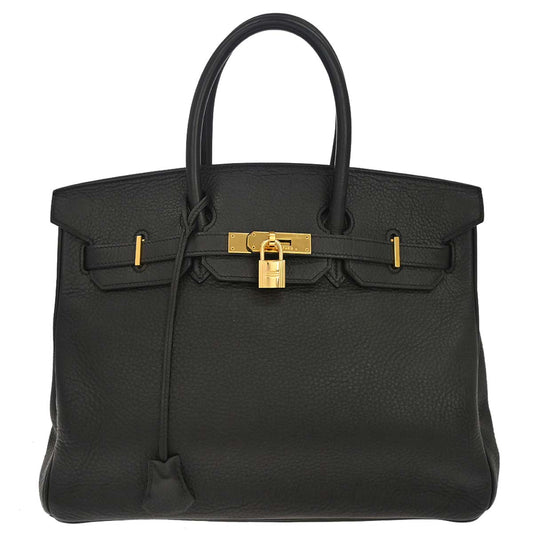 Hermes Black Taurillon Clemence Birkin 35 Handbag