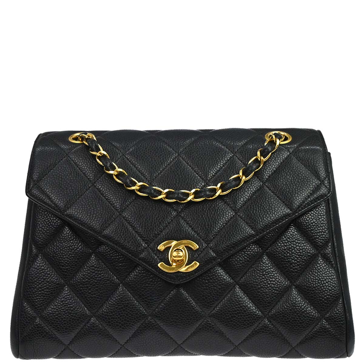Chanel 1996-1997 Black Caviar Skin Shoulder Bag