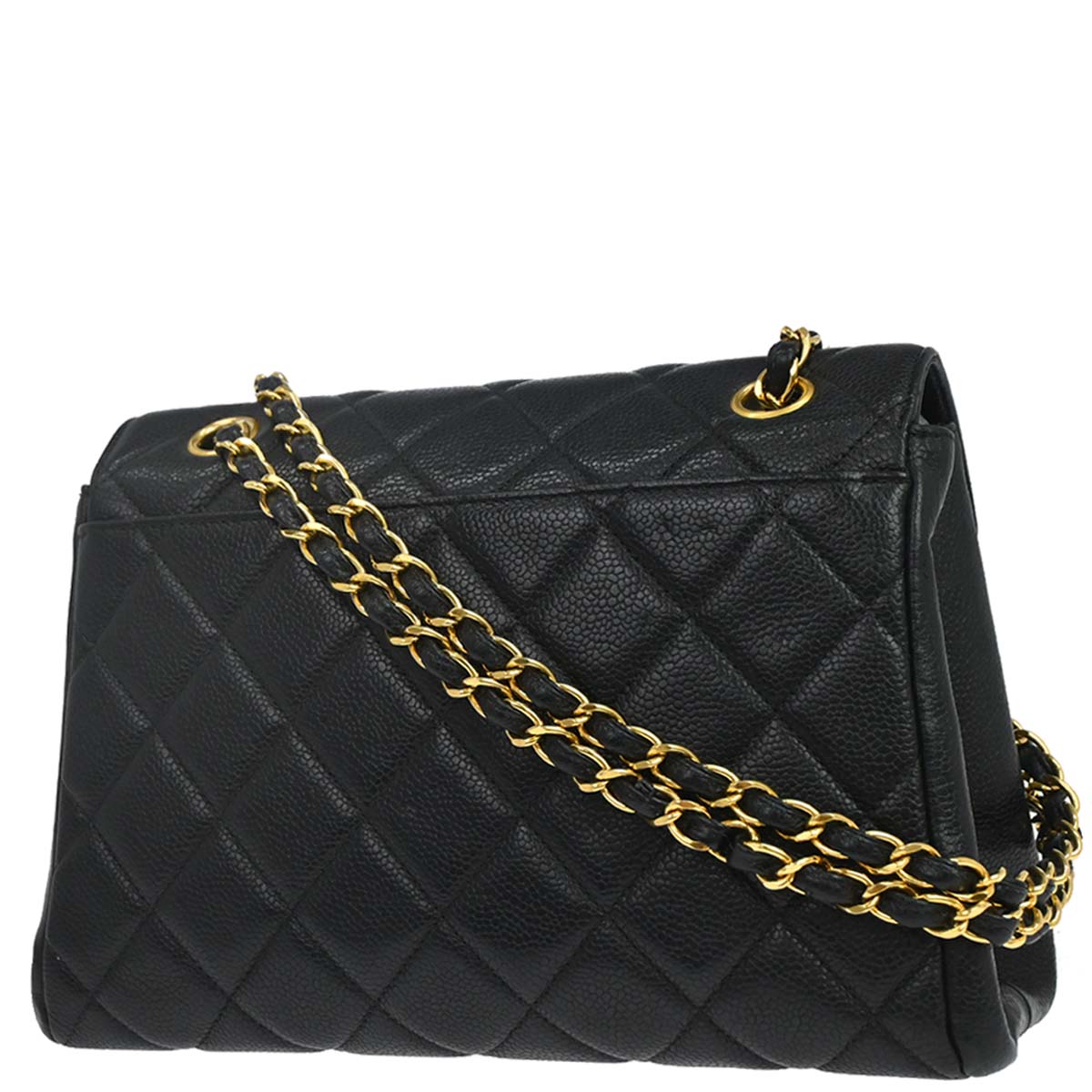 Chanel 1996-1997 Black Caviar Skin Shoulder Bag