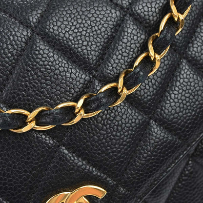Chanel 1996-1997 Black Caviar Skin Shoulder Bag