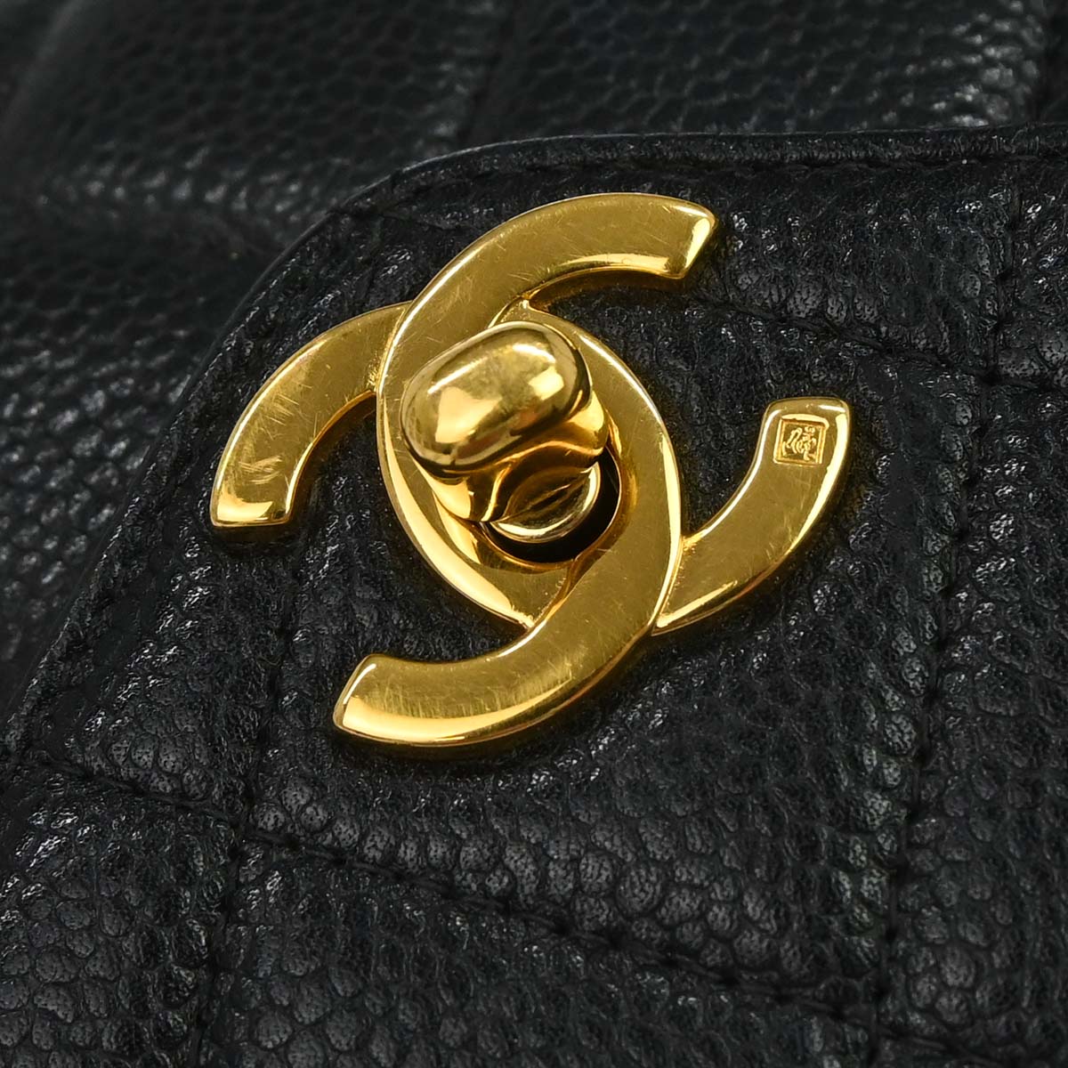 Chanel 1996-1997 Black Caviar Skin Shoulder Bag