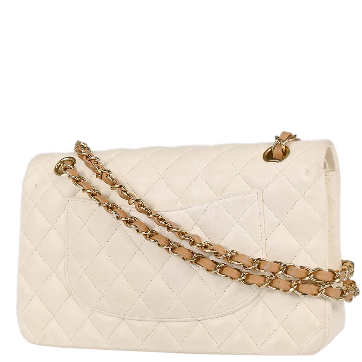 Chanel 2003-2004 Ivory Lambskin Medium Classic Double Flap Shoulder Bag