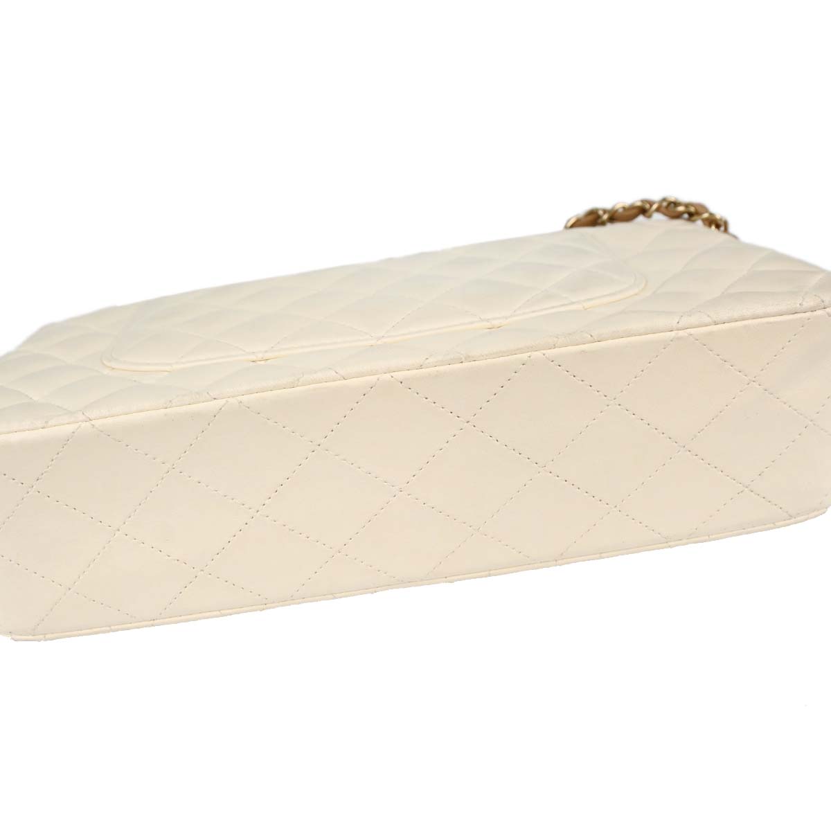 Chanel 2003-2004 Ivory Lambskin Medium Classic Double Flap Shoulder Bag