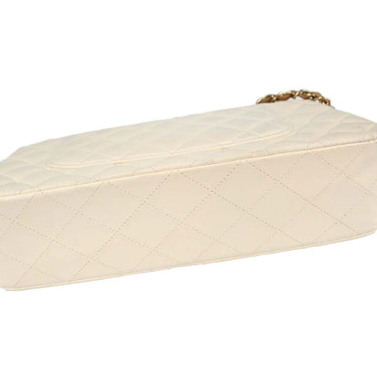 Chanel 2003-2004 Ivory Lambskin Medium Classic Double Flap Shoulder Bag