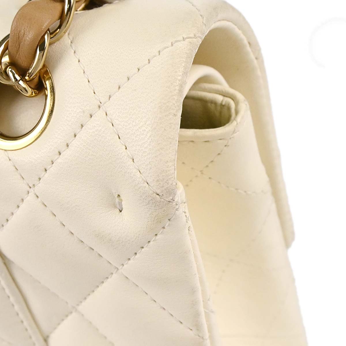 Chanel 2003-2004 Ivory Lambskin Medium Classic Double Flap Shoulder Bag