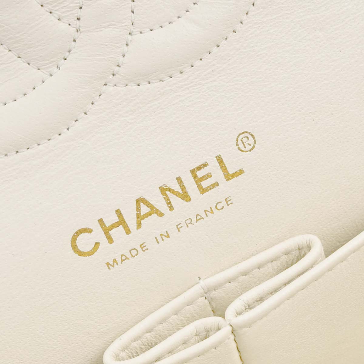 Chanel 2003-2004 Ivory Lambskin Medium Classic Double Flap Shoulder Bag