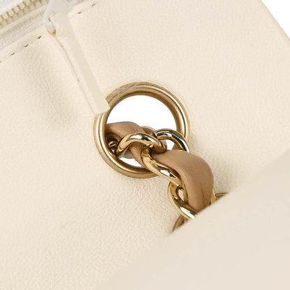 Chanel 2003-2004 Ivory Lambskin Medium Classic Double Flap Shoulder Bag