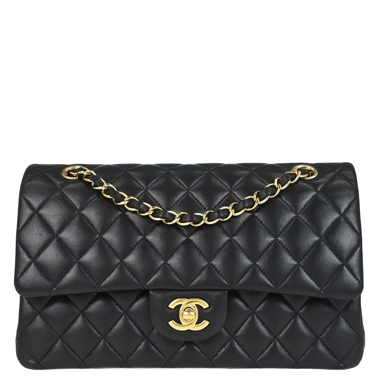 Chanel Black Lambskin Medium Classic Double Flap Shoulder Bag