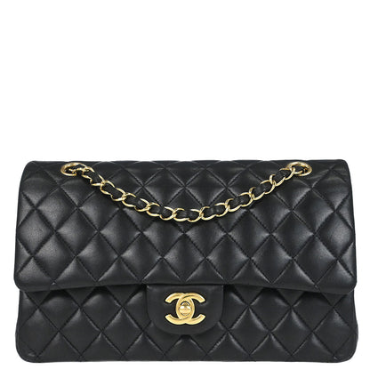 Chanel Black Lambskin Medium Classic Double Flap Shoulder Bag