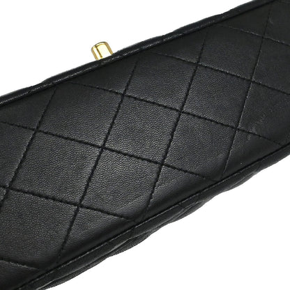 Chanel Black Lambskin Medium Classic Double Flap Shoulder Bag