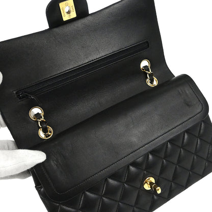Chanel Black Lambskin Medium Classic Double Flap Shoulder Bag