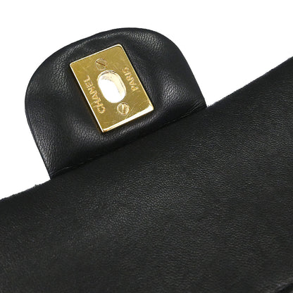 Chanel Black Lambskin Medium Classic Double Flap Shoulder Bag