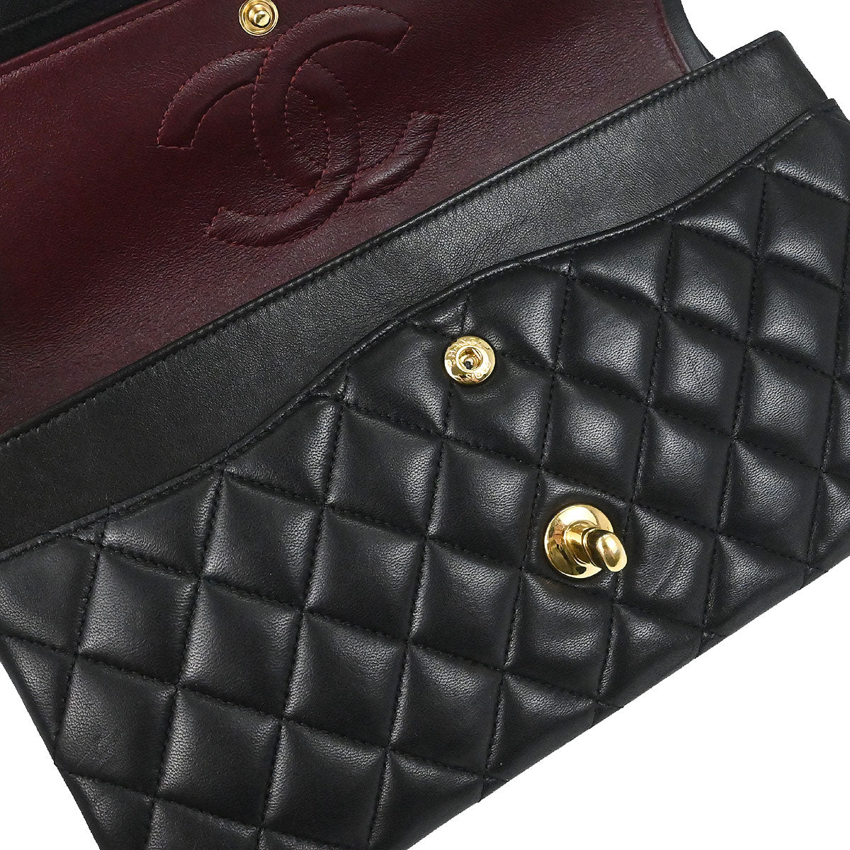 Chanel Black Lambskin Medium Classic Double Flap Shoulder Bag