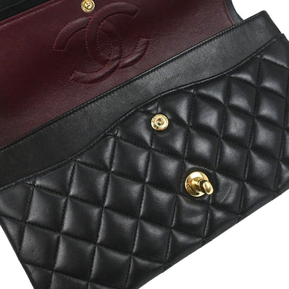 Chanel Black Lambskin Medium Classic Double Flap Shoulder Bag