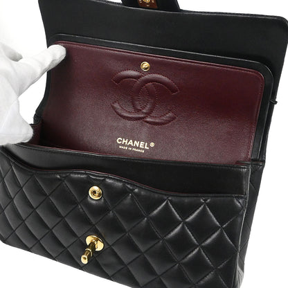 Chanel Black Lambskin Medium Classic Double Flap Shoulder Bag