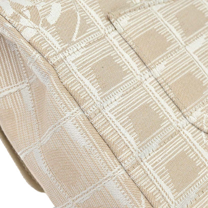 Chanel 2000-2002 Beige Nylon Jacquard Travel Single Flap Shoulder Bag