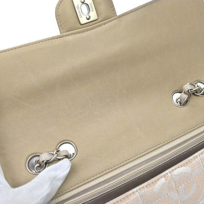 Chanel 2000-2002 Beige Nylon Jacquard Travel Single Flap Shoulder Bag