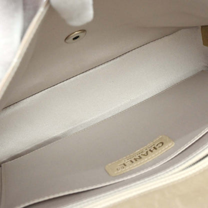 Chanel 2000-2002 Beige Nylon Jacquard Travel Single Flap Shoulder Bag