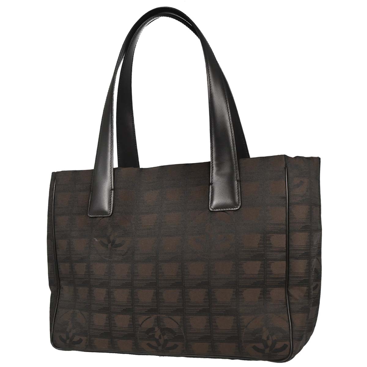 Chanel 2005-2006 Brown Jacquard Nylon Travel Line Tote Handbag