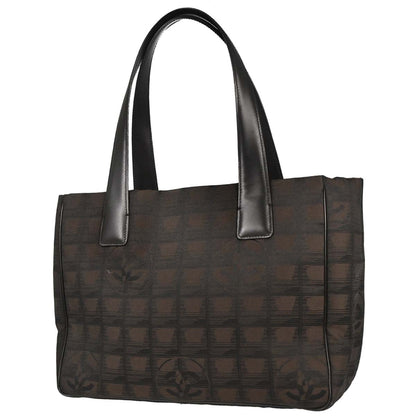 Chanel 2005-2006 Brown Jacquard Nylon Travel Line Tote Handbag