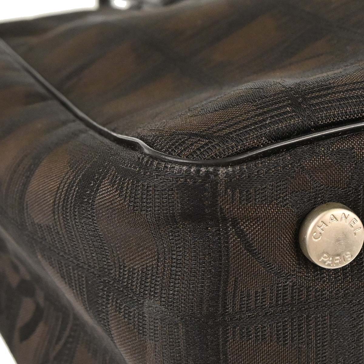Chanel 2005-2006 Brown Jacquard Nylon Travel Line Tote Handbag