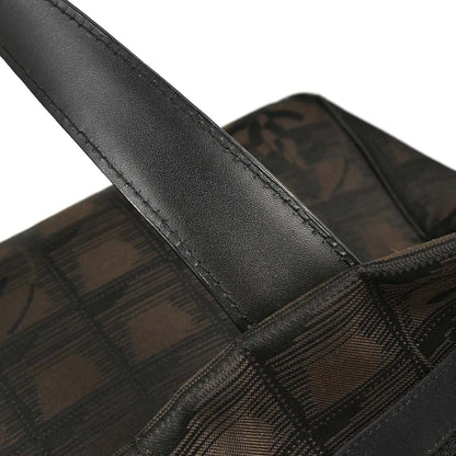 Chanel 2005-2006 Brown Jacquard Nylon Travel Line Tote Handbag