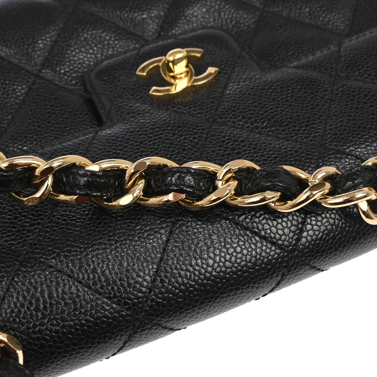 Chanel 2000-2002 Black Caviar Skin Handbag