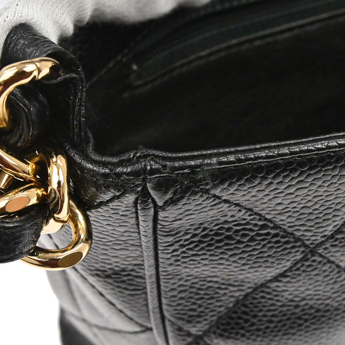 Chanel 2000-2002 Black Caviar Skin Handbag