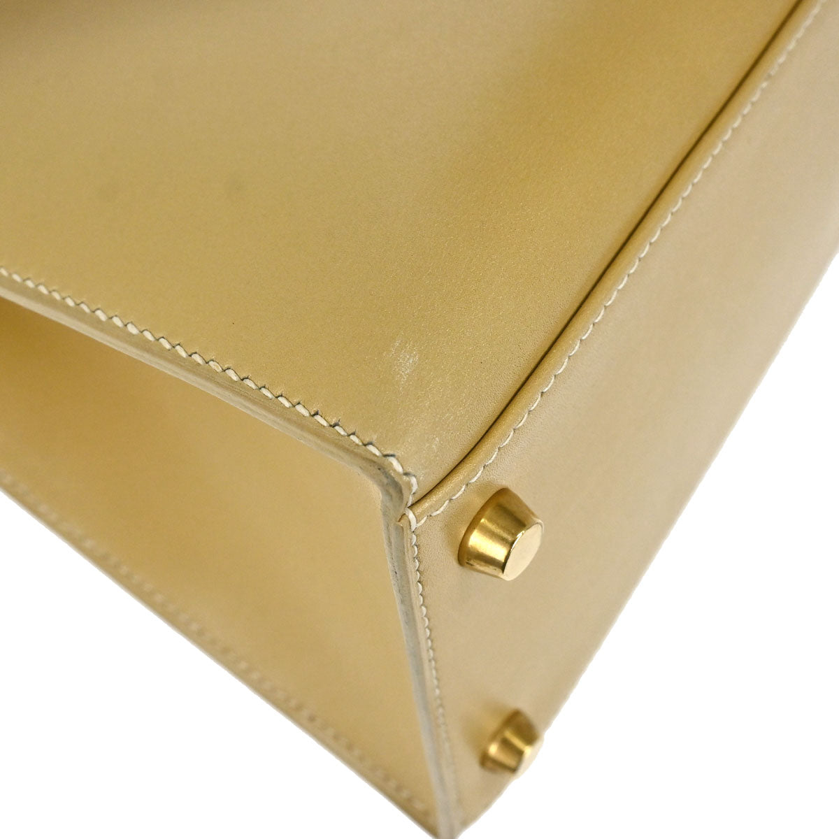 Hermes Beige Box Calf Kelly 28 Sellier 2way Shoulder Handbag