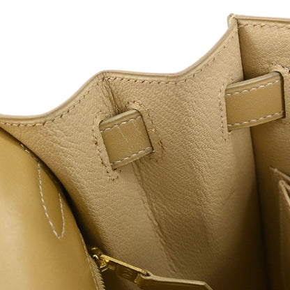 Hermes Beige Box Calf Kelly 28 Sellier 2way Shoulder Handbag