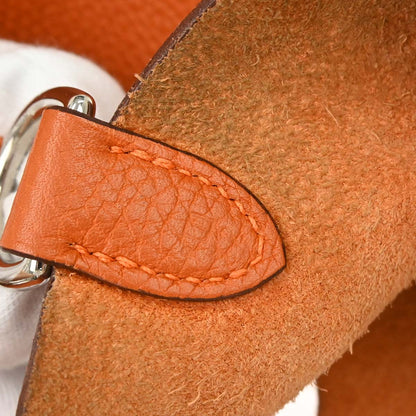 Hermes 2005 Orange Taurillon Clemence Mangeoire PM Handbag