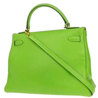 Hermes 1996 Apple Green Gulliver Kelly 32 Retourne 2way Shoulder Handbag