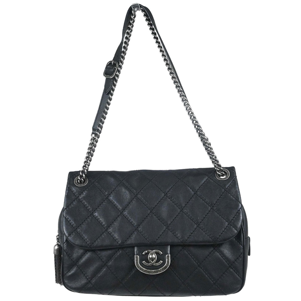 Chanel 2013-2014 Black Calfskin Paris-Edinburgh Jumbo Coco Sporran Shoulder Bag