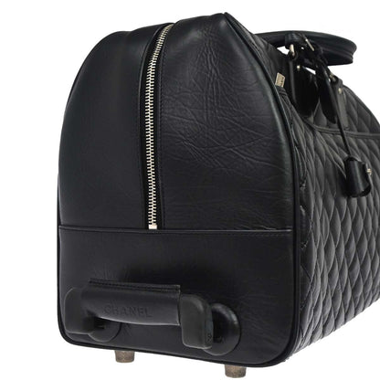 Chanel 2005-2006 Black Calfskin Paris-New York Trolley Carry-On Luggage