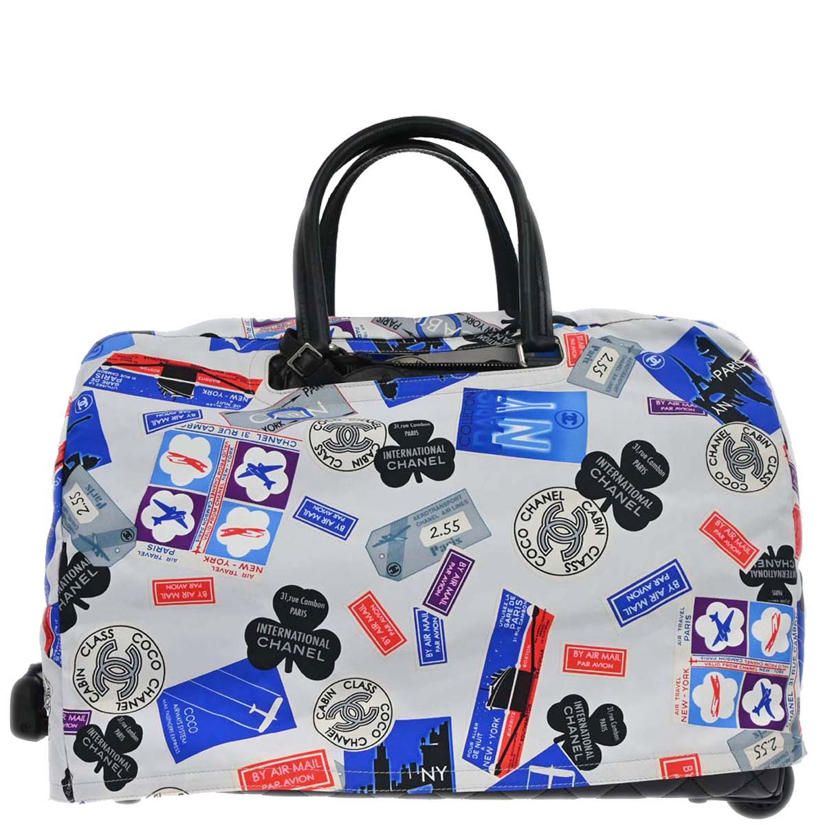 Chanel 2005-2006 Black Calfskin Paris-New York Trolley Carry-On Luggage
