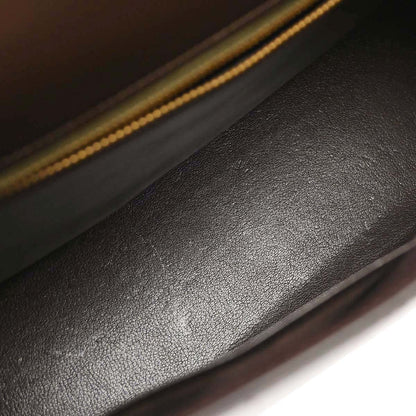 Hermes 1990 Chocolat Box Calf Kelly 32 Sellier 2way Shoulder Handbag