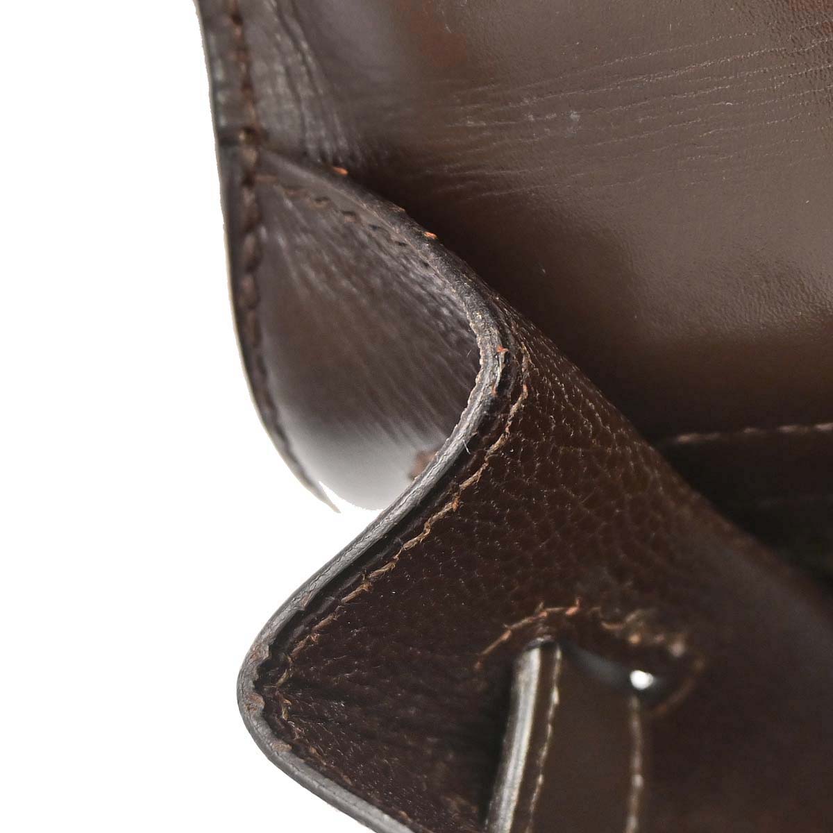 Hermes 1990 Chocolat Box Calf Kelly 32 Sellier 2way Shoulder Handbag