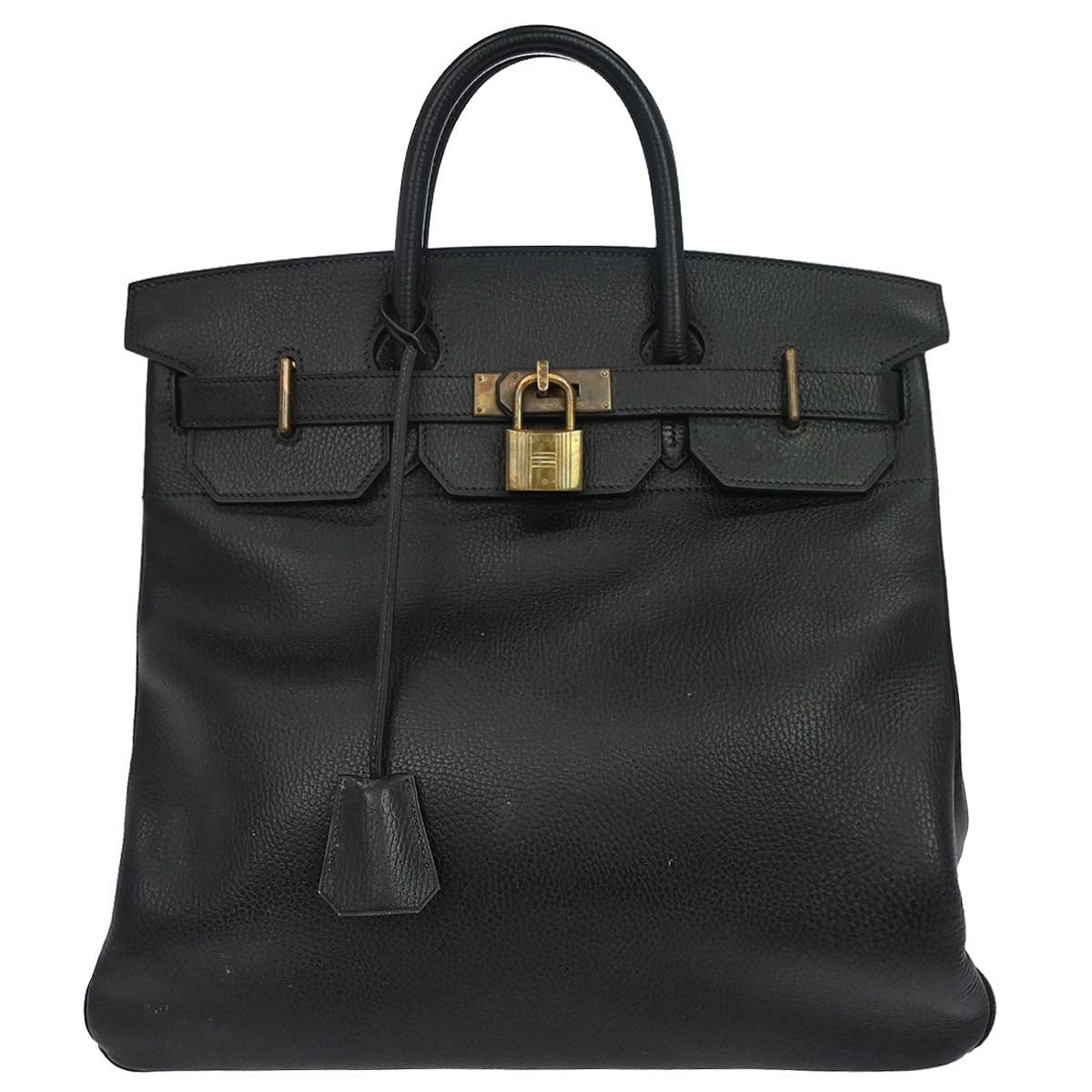 Hermes 1999 Black Ardennes Haut a Courroies 40 Handbag