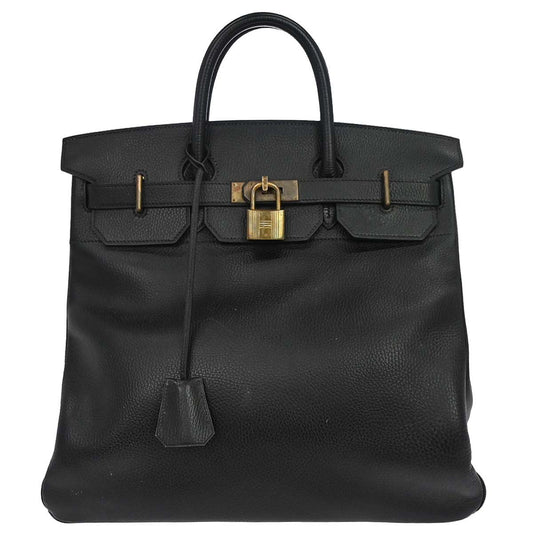 Hermes 1999 Black Ardennes Haut a Courroies 40 Handbag